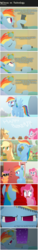 Size: 1225x8000 | Tagged: safe, artist:facelesssoles, apple bloom, babs seed, pinkie pie, rainbow dash, scootaloo, pegasus, pony, g4, bags under eyes, comic, dialogue, female, filly, flying, happy birthday, headset, mare, phone, smiling
