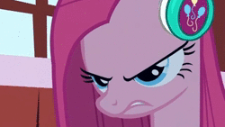 Size: 1280x720 | Tagged: safe, edit, edited edit, edited screencap, screencap, pinkie pie, earth pony, pony, g4, party of one, season 1, angry, animated, female, headphones, metal, music, nodding, party angry, pinkamena diane pie, solo, sound, webm