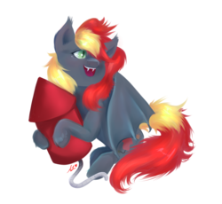 Size: 2500x2300 | Tagged: safe, artist:thefluffyvixen, oc, oc only, oc:cinder shade (velociripper), bat pony, bat pony oc, high res, original character do not steal, rocket, simple background, transparent background