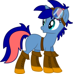 Size: 1475x1500 | Tagged: safe, artist:forgotten-remnant, oc, oc only, oc:ryo, pony, unicorn, 2018 community collab, derpibooru community collaboration, belt, blacksmith, boots, goggles, shoes, simple background, solo, transparent background
