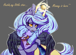 Size: 3192x2310 | Tagged: safe, artist:darsiaradianthorner, oc, oc only, oc:darsia horner, oc:star shine galaxy, pegasus, pony, crying, high res, horns, smiling, spots, sun, zerg virus