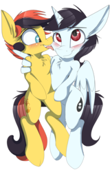 Size: 3000x4684 | Tagged: safe, artist:mistydash, oc, oc only, oc:angel, oc:southern belle, alicorn, pony, 2018 community collab, derpibooru community collaboration, alicorn oc, blushing, chest fluff, couple, cute, hug, licking, simple background, tongue out, transparent background, winghug