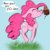 Size: 3000x3000 | Tagged: safe, artist:veesocks, pinkie pie, earth pony, pony, g4, 30 minute art challenge, because, blue background, bouncing, chocolate, cute, cutie mark, dialogue, female, food, grass, high res, how, ice cream, mare, offscreen character, pinkie being pinkie, pinkie physics, prehensile mane, pronking, simple background, speech bubble