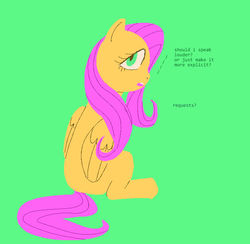Size: 648x633 | Tagged: safe, artist:pighead, fluttershy, pegasus, pony, g4, needs more saturation, requests, simple background, sitting, solo