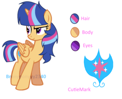 Size: 1096x892 | Tagged: dead source, safe, artist:rainbows-skies, oc, oc only, oc:magic shield, alicorn, pony, female, mare, offspring, parent:flash sentry, parent:twilight sparkle, parents:flashlight, reference sheet, simple background, solo, transparent background