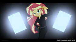 Size: 2560x1440 | Tagged: safe, artist:ngrycritic, sunset shimmer, equestria girls, g4, clothes, female, solo