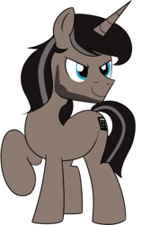 Size: 1118x1777 | Tagged: safe, artist:feralroku, derpibooru exclusive, oc, oc only, pony, unicorn, 2018 community collab, derpibooru community collaboration, beard, facial hair, male, raised hoof, simple background, smiling, solo, stallion, transparent background