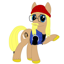 Size: 1200x1200 | Tagged: safe, artist:starkcontrast, oc, oc only, oc:stark contrast, earth pony, pony, 2018 community collab, derpibooru community collaboration, beanie, clothes, digital art, glasses, hat, ponified, simple background, solo, transparent background, vest