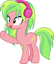 Size: 2200x2598 | Tagged: safe, artist:kingdark0001, lemon zest, earth pony, pony, g4, equestria girls ponified, female, headphones, high res, mare, open mouth, ponified, raised hoof, simple background, solo, transparent background, vector