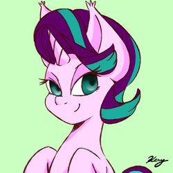 Size: 800x800 | Tagged: safe, artist:kery97637, starlight glimmer, pony, unicorn, g4, alternate hairstyle, female, looking at you, short hair, smiling, solo