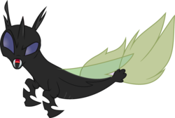 Size: 2455x1646 | Tagged: safe, artist:dashiesparkle edit, artist:lorenacarrizo18, edit, changeling, kelpie, seapony (g4), base used, looking at you, mythology, seaponified, simple background, solo, species swap, theory, transparent background