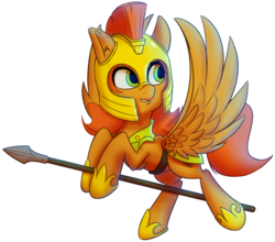 Size: 1235x1087 | Tagged: safe, artist:ikarooz, oc, oc only, oc:camber, pegasus, pony, armor, female, guardsmare, mare, royal guard, simple background, solo, spear, transparent background, weapon