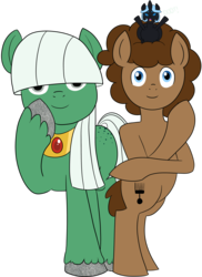 Size: 2552x3505 | Tagged: safe, artist:feralroku, derpibooru exclusive, oc, oc only, oc:ananse, oc:notched opal, oc:strong runner, changeling, earth pony, hybrid, original species, pony, spider, 2018 community collab, derpibooru community collaboration, bipedal, butt freckles, draltha, female, freckles, high res, irc, jojo pose, korfalthut, male, mare, open mouth, pose, raised hoof, simple background, smiling, stallion, transparent background, unshorn fetlocks