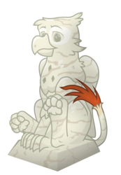 Size: 1249x1800 | Tagged: safe, artist:icaron, oc, oc only, oc:arvid, griffon, 2018 community collab, derpibooru community collaboration, happy, inanimate tf, male, paw pads, paws, petrification, plinth, show accurate, simple background, solo, statue, transformation, transparent background, underpaw