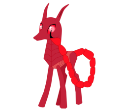 Size: 3500x3120 | Tagged: safe, artist:tazool, oc, oc only, oc:tazool, changedling, changeling, original species, 2018 community collab, derpibooru community collaboration, high res, long ears, male, red eyes, scorpion changeling, scorpion tail, simple background, skorperus, standing, stinger, transparent background