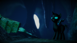 Size: 1366x768 | Tagged: safe, artist:whirlhorse, changeling, 3d, solo