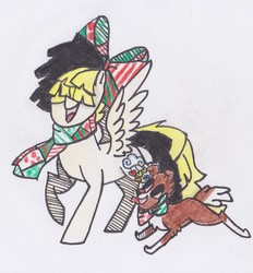 Size: 1161x1252 | Tagged: safe, artist:draw1709, songbird serenade, winona, pony, g4, my little pony: the movie, everyday is christmas, puppies are forever, traditional art