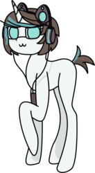 Size: 391x715 | Tagged: safe, artist:aquaholicsanonymous, oc, oc only, oc:pixel byte, pony, unicorn, :3, blank flank, cat ears, female, headset, highlights, mare, raised hoof, simple background, solo, speaker, transparent background, wires