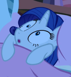 Size: 256x280 | Tagged: safe, screencap, rarity, pony, unicorn, look before you sleep, season 1, bed, cropped, faic, female, mare, pillow, solo, wide eyes