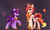 Size: 3406x2052 | Tagged: safe, artist:magnaluna, princess celestia, twilight sparkle, alicorn, pony, g4, alternate design, alternate hairstyle, alternate universe, body markings, cloak, clothes, colored wings, cute, cutelestia, cutie mark, cutie mark background, female, high res, hoof shoes, jewelry, mare, raised hoof, regalia, smiling, twiabetes, twilight sparkle (alicorn), unshorn fetlocks