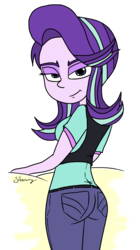 Size: 1738x3094 | Tagged: safe, artist:silverwing, starlight glimmer, equestria girls, equestria girls specials, g4, my little pony equestria girls: mirror magic, ass, bedroom eyes, butt, clothes, female, jeans, legs, pants, shirt, simple background, solo, transparent background, vest
