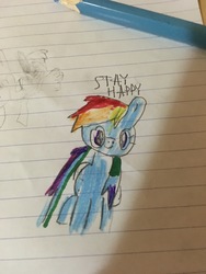 Size: 4032x3024 | Tagged: safe, artist:tomthecat, rainbow dash, pony, g4, female, lined paper, positive ponies, solo, traditional art