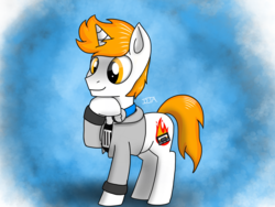 Size: 4056x3042 | Tagged: safe, artist:deejayarts, oc, oc only, oc:mixtape fire, pony, unicorn, clothes, headphones, hoodie, male, simple background, solo