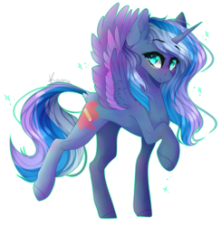 Size: 1562x1600 | Tagged: safe, artist:skimea, oc, oc only, oc:moonlight, alicorn, pony, colored wings, female, mare, multicolored wings, simple background, solo, transparent background