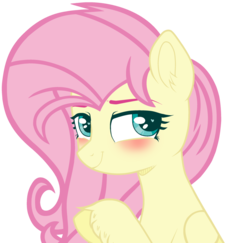 Size: 1024x996 | Tagged: safe, artist:bezziie, fluttershy, pegasus, pony, g4, base used, blushing, bust, eyebrows, female, folded wings, looking at you, looking sideways, portrait, raised hoof, simple background, smiling, solo, transparent background, unshorn fetlocks, wings
