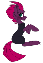 Size: 1860x2732 | Tagged: safe, artist:spindlespice, fizzlepop berrytwist, tempest shadow, pony, unicorn, g4, my little pony: the movie, broken horn, cheek fluff, clothes, ear fluff, eye scar, female, high res, horn, looking at you, looking back, looking back at you, mare, scar, simple background, solo, transparent background