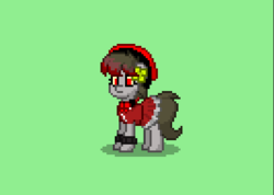 Size: 401x285 | Tagged: safe, oc, oc only, oc:shy filly, pony, pony town, abnormality, bonnet, crossover, female, filly, laetitia, lobotomy corporation, red eyes, ribbon, solo, subject classification: o-01-67