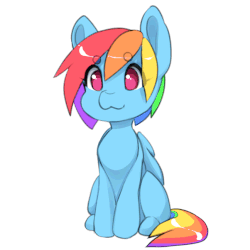 Size: 602x602 | Tagged: safe, artist:tolsticot, rainbow dash, pegasus, pony, g4, :3, animated, beanbrows, closed mouth, cute, dashabetes, eye shimmer, eyebrows, female, frame by frame, head tilt, mare, open mouth, raised hoof, reaction image, simple background, sitting, solo, white background