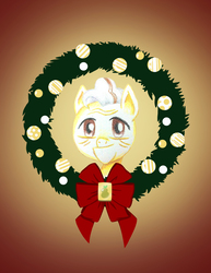 Size: 2550x3300 | Tagged: safe, artist:flutterluv, grand pear, earth pony, pony, g4, bust, christmas wreath, high res, male, portrait, solo, stallion, wreath