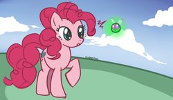 Size: 1280x741 | Tagged: safe, artist:kirarifox, pinkie pie, parasprite, g4, female, field, solo