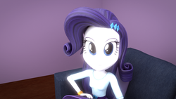 Size: 1280x720 | Tagged: safe, artist:rare-fashions15, rarity, equestria girls, g4, 3d, blender, clothes, couch, female, looking at you, sitting, skirt, solo