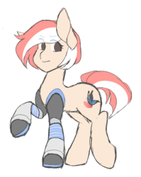 Size: 841x1054 | Tagged: safe, artist:php172, oc, oc only, oc:blush, earth pony, pony, amputee, female, mare, prosthetics, raised hoof, simple background, solo, standing, transparent background, upset