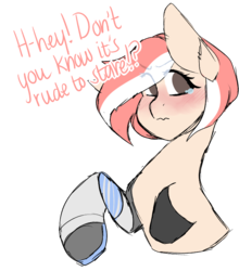 Size: 752x855 | Tagged: safe, artist:php172, oc, oc only, oc:blush, earth pony, pony, amputee, blushing, bust, crying, female, mare, missing limb, pouting, prosthetics, raised hoof, simple background, sock, solo, stump, teary eyes, transparent background
