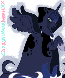 Size: 1024x1229 | Tagged: safe, artist:xxfluffypachirisuxx, princess luna, spirit of hearth's warming yet to come, pony, a hearth's warming tail, g4, my little pony: friendship is magic, cloak, clothes, female, simple background, solo, transparent background