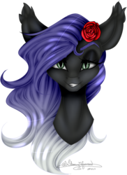 Size: 547x750 | Tagged: safe, artist:ohflaming-rainbow, oc, oc only, oc:lucia, pony, bust, female, flower, flower in hair, mare, portrait, rose, simple background, solo, transparent background