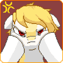 Size: 300x300 | Tagged: safe, artist:imreer, oc, oc only, pony, unicorn, angry, animated, cheek squish, cross-popping veins, female, floppy ears, grumpy, hooves, horn, looking at you, mare, offscreen character, pixel art, pov, red eyes, squishy cheeks, unicorn oc, ych result