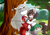 Size: 1753x1240 | Tagged: safe, artist:tatemil, oc, oc only, oc:sickle cell, pony, against tree, arrow, clothes, cutie mark, embrace, inuyasha, kagome higurashi, kimono (clothing), mane, outdoors, ponified, school uniform, skirt, tail, tree