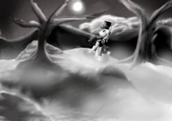 Size: 4092x2893 | Tagged: safe, artist:mr100dragon100, pony, monochrome, mr.hyde, night, ponified, solo, victorian