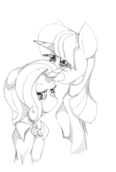 Size: 630x939 | Tagged: safe, artist:urban2hoof, trixie, twilight sparkle, g4, female, lesbian, ship:twixie, shipping, sketch