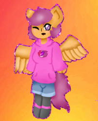 Size: 778x965 | Tagged: safe, artist:mangamelly, scootaloo, anthro, g4, female, scootaloo loves sans, solo, undertale