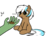 Size: 1289x930 | Tagged: safe, artist:neuro, oc, oc only, oc:anon, oc:frosty hooves, cookie, food, golden eyes, pet, simple background, sitting, transparent background