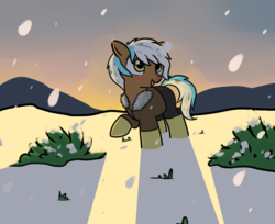 Size: 1908x1557 | Tagged: safe, artist:neuro, oc, oc only, oc:frosty hooves, pony, clothes, snow, socks, solo