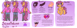 Size: 5520x2080 | Tagged: safe, artist:synnibear03, scootaloo, oc, oc only, oc:ponytale scootaloo, anthro, comic:ponytale, g4, female, rage form scootaloo, reference sheet, scootaloo's magic, solo, undertale