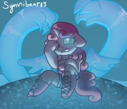 Size: 1852x1590 | Tagged: safe, artist:synnibear03, sweetie belle, oc, oc only, oc:ponytale sweetie belle, unicorn, anthro, comic:ponytale, g4, female, magic, midriff, solo, undertale, water, water magic
