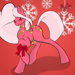 Size: 720x720 | Tagged: safe, artist:merrowbro, oc, oc only, pony, avatar, bow, christmas, christmas lights, happy new year, holiday, merry christmas, present, snow, solo