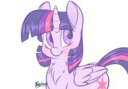 Size: 5000x3500 | Tagged: safe, artist:fluffyxai, twilight sparkle, alicorn, pony, g4, blushing, chest fluff, cute, female, happy, horn, looking away, mare, simple background, smiling, solo, twiabetes, twilight sparkle (alicorn), white background, wings